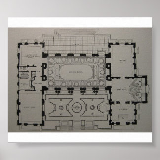 First Floor Mansion Floor Plan Poster