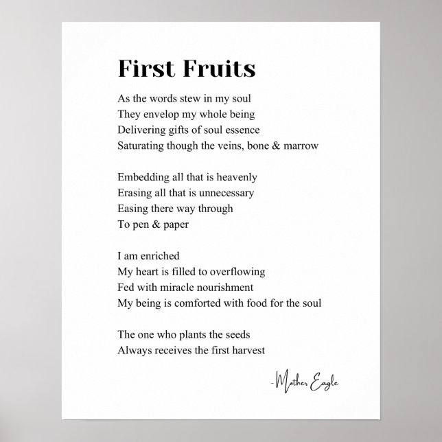 First Fruits Inspirational poetry wall art poster (Front)