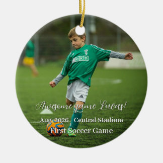 First Game Sport Christmas Family Photo Ceramic Ornament