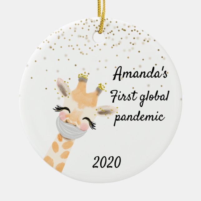 First Global Pandemic Giraffe 2020 Ceramic Ornament (Front)
