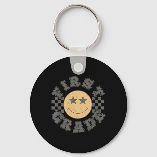 First Grade, 1st Grade First Day Of School Teacher Keychain (Front)