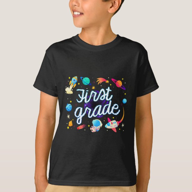 First Grade Astronaut Planets Space Back To School T-Shirt (Front)