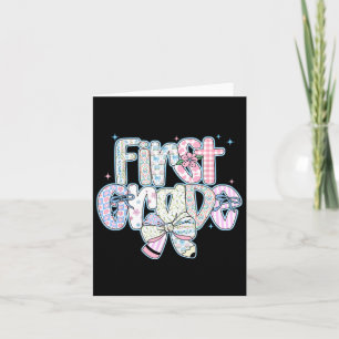 First Grade Back To School Coquette Preppy Pencil  Card