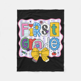 First Grade Back To School Cute Letters Fleece Blanket