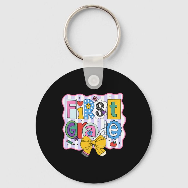 First Grade Back To School Cute Letters  Keychain (Front)