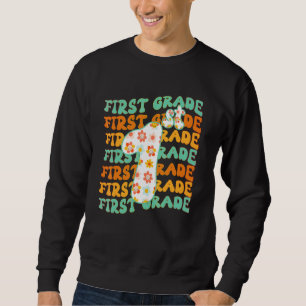 First Grade Back To School Retro 70s Teacher Group Sweatshirt