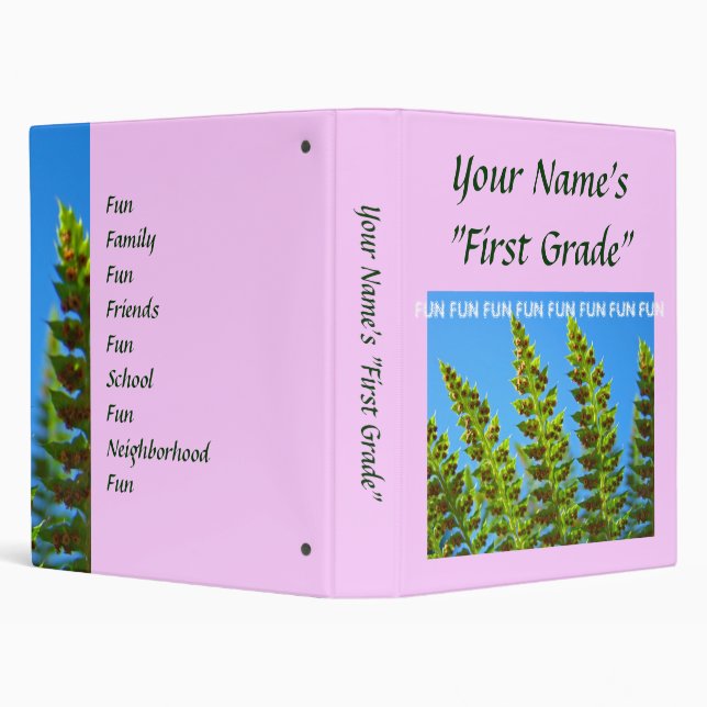 First Grade binder Scrapbook Your Name Ferns (Background)