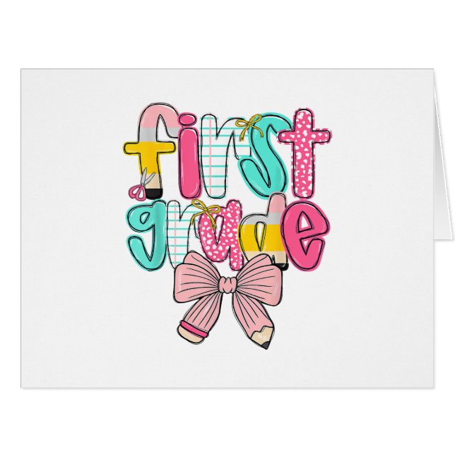 First Grade Coquette Bow Back To School First Day  (Front Horizontal)