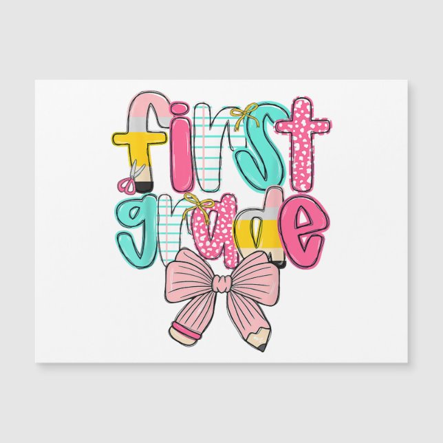 First Grade Coquette Bow Back To School First Day  (Front)