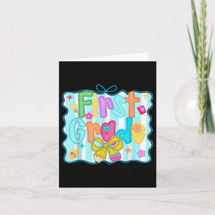 First Grade Coquette Bow Back To School First Day Card