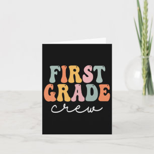 First Grade Crew Retro Groovy Vintage First Day Of Card