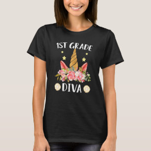 First Grade Diva First day of school unicorn magic T-Shirt