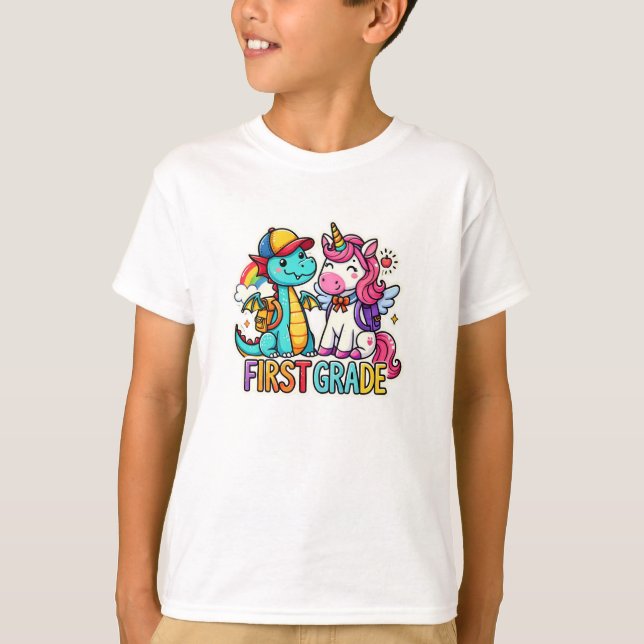 First Grade Dragon and Unicorn T-Shirt (Front)