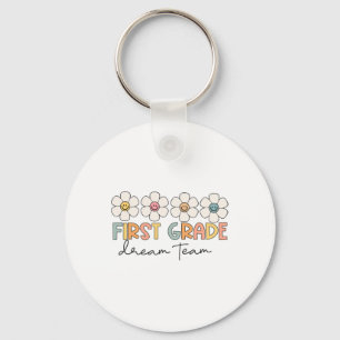 First Grade Dream Team Retro Ck To School Teacher Keychain