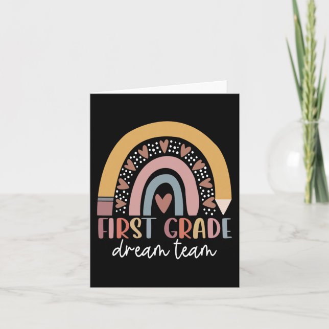 First Grade Dream Team Teacher Kids Back To School Card (Front)