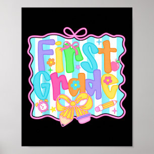 First Grade Girls Back To School Bow Cute Coquette Poster