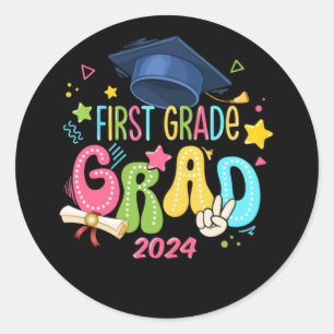 First Grade Grad Last Day Of School Classic Round Sticker