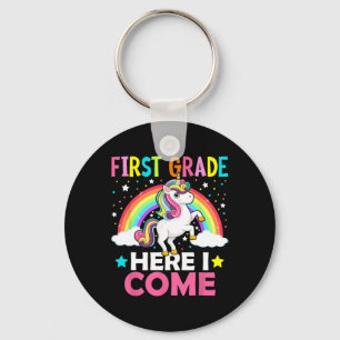 First Grade Here I Come Unicorn Byck To School 1st Keychain