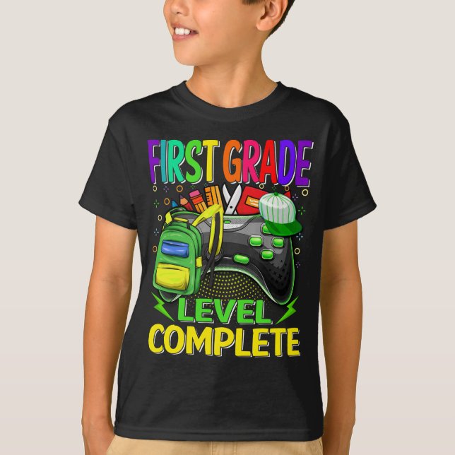 First Grade Level Complete Video Game T-Shirt (Front)