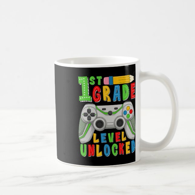 First Grade Level Unlocked Ck To School Gamer Boys Coffee Mug (Right)