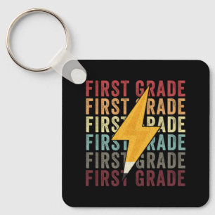 First Grade Lightning Bolt Pencil 1th Grade Keychain