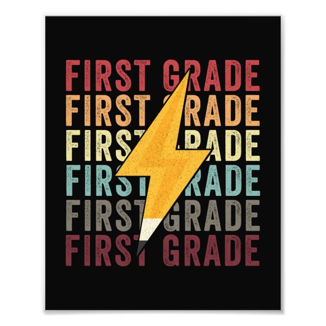 First Grade Lightning Bolt Pencil 1th Grade Photo Print (Front)