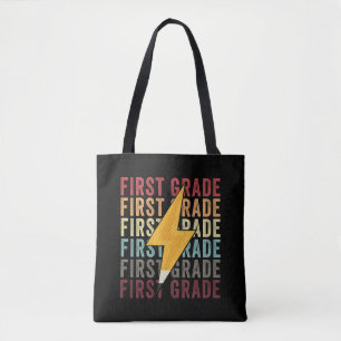First Grade Lightning Bolt Pencil 1th Grade Tote Bag