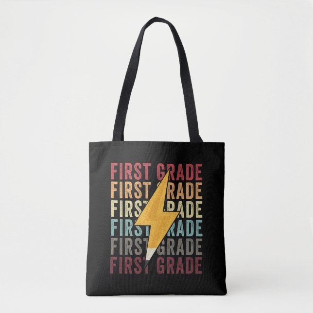 First Grade Lightning Bolt Pencil 1th Grade Tote Bag (Front)