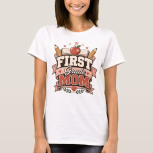 First Grade Mom Retro School  Design T-Shirt