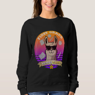 First Grade No Prob Llama Distressed Back to Schoo Sweatshirt
