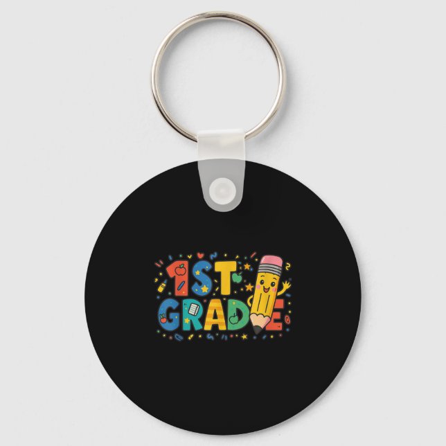 First Grade Pencil Back To School 1st Grade Studen Keychain (Front)