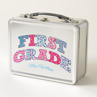First Grade Personalized Metal Lunch Box Back to S
