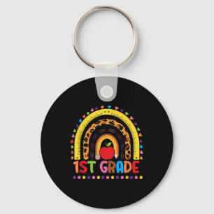 First Grade Rainbow Girls Boys Teacher Team 1st Gr Keychain