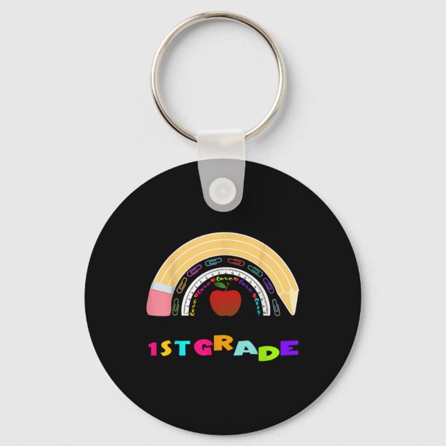 First Grade Rainbow Team 1st Grade First Day Back  Keychain (Front)