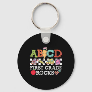 First Grade Rocks Pencil Lightning Teachers Rock G Keychain
