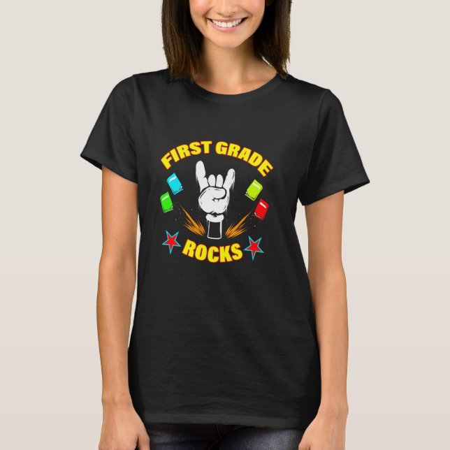 First Grade Rocks School Kids  For First Grader Ki T-Shirt (Front)