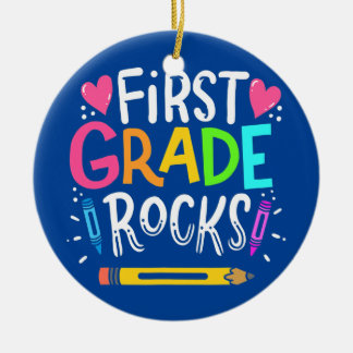 First Grade Rocks Team 1st Grade Teacher Ceramic Ornament