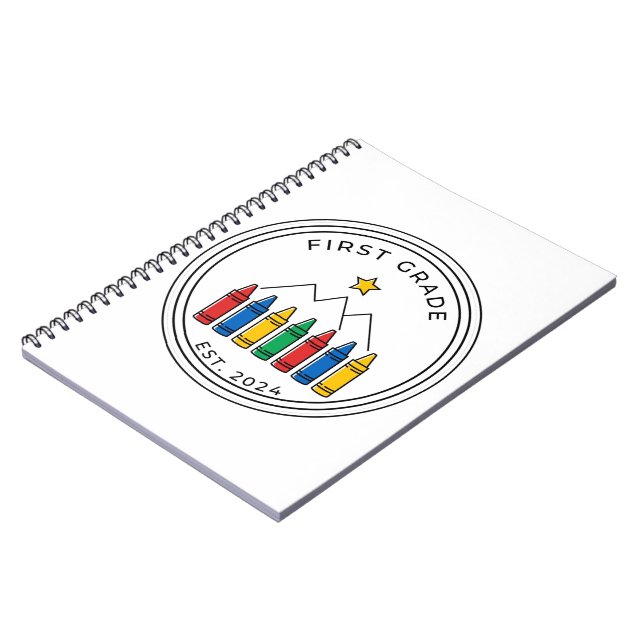 First Grade Shirt | Crayon Forest Mountain Design Notebook (Left Side)