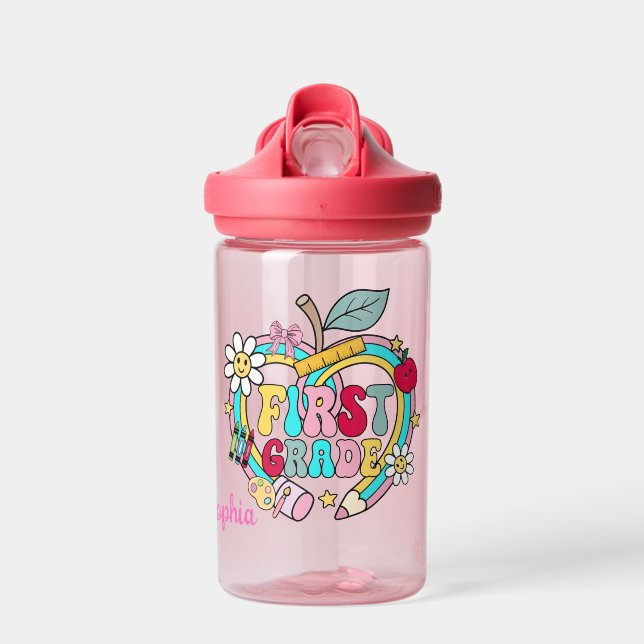 First Grade Spark: Bright Start with School Spirit Water Bottle (Front)
