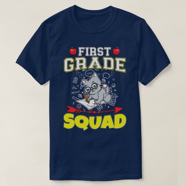 First Grade Squad Funny Elementary Primary School  T-Shirt (Design Front)