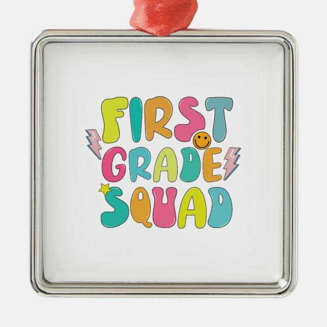 First Grade Squad Metal Ornament (Front)