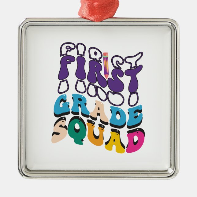 First Grade Squad Metal Ornament (Front)