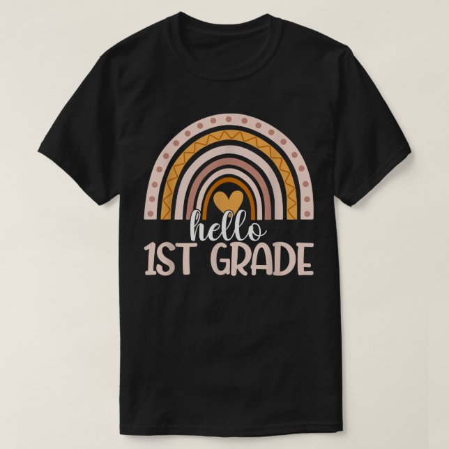 First Grade Squad Rainbow 1st Day Of School Hello  T-Shirt (Design Front)