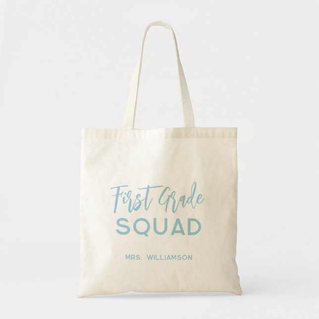 First Grade Squad Script Back to School Custom Tote Bag (Front)