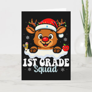 First Grade Squad Xmas Reindeer Teacher Christmas Card