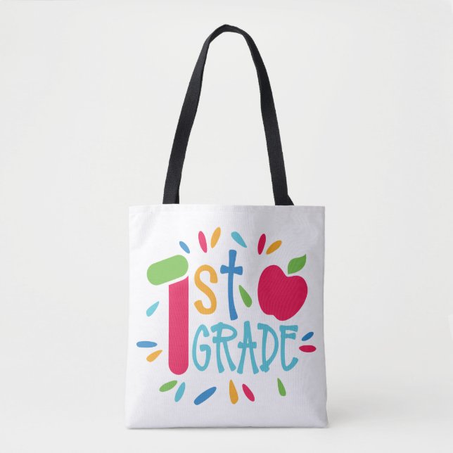 First Grade Teacher, 1st Grade Mom Back To School Tote Bag (Front)