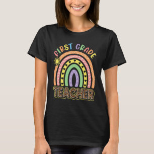 First Grade Teacher Back to School Rainbow Leopard T-Shirt
