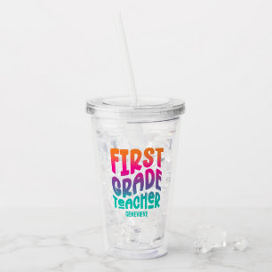 First Grade Teacher Colourful Ombre Acrylic Tumbler