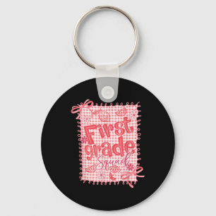 First Grade Teacher Coquette Bow Lemon First Day O Keychain