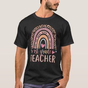 First Grade Teacher Rainbow Leopard Print Men Wome T-Shirt
